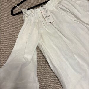 Zara White Off-Shoulder Linen dress